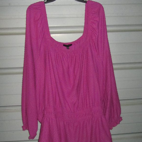 Plus Size 38/40 6X/7X Lane Bryant Pink Illiusion Top Square-Neck Blouse womens - Picture 3 of 5